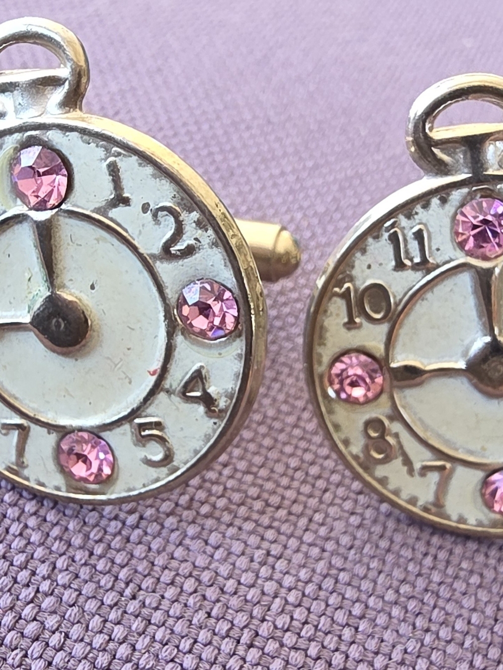 Pink Crystal Watch Face Cufflinks - Unbranded